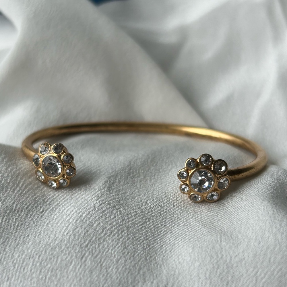 Jewel Embellished Brass-Like Cuff Bracelet